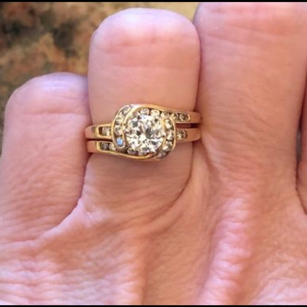 14k gold vintage ring SETTING with genuine diamonds